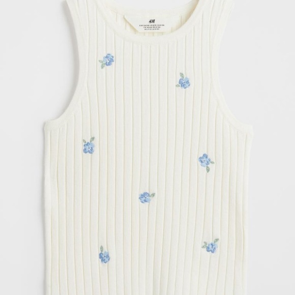 H&M Rib Knit Floral Detail Sleeveless Top - Picture 2 of 5